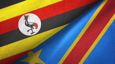 Uganda ve Kongo Demokratik Cumhuriyeti iki bayrak tekstil bez