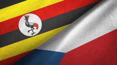 Uganda ve Çek Cumhuriyeti iki bayrak tekstil kumaş, kumaş doku
