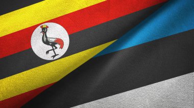 Uganda ve Estonya iki bayraklar tekstil kumaş, kumaş doku