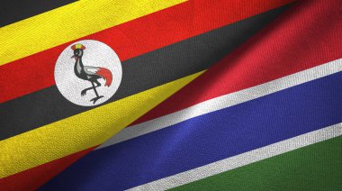 Uganda ve Gambiya iki bayraktekstil kumaş, kumaş doku
