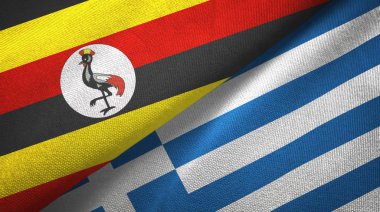 Uganda ve Yunanistan iki bayraktekstil kumaş, kumaş doku