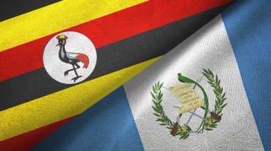 Uganda ve Guatemala iki bayraklar tekstil kumaş, kumaş doku