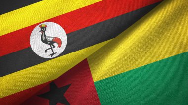 Uganda ve Gine-Bissau iki bayraklar tekstil kumaş, kumaş doku