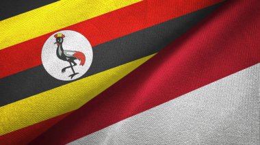 Uganda ve Endonezya iki bayraklar tekstil kumaş, kumaş doku
