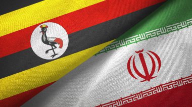 Uganda ve İran iki bayraktekstil kumaş, kumaş doku
