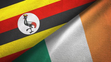Uganda ve İrlanda iki bayraklar tekstil kumaş, kumaş doku