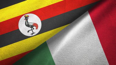 Uganda ve İtalya iki bayraklar tekstil kumaş, kumaş doku