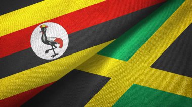 Uganda ve Jamaika iki bayraklar tekstil kumaş, kumaş doku
