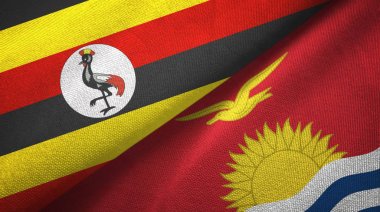 Uganda ve Kiribati iki bayraklar tekstil kumaş, kumaş doku