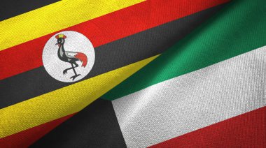 Uganda ve Kuveyt iki bayraklar tekstil kumaş, kumaş doku
