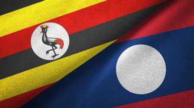 Uganda ve Laos iki bayrak tekstil bez.