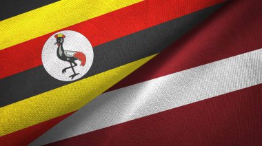 Uganda ve Letonya iki bayraktekstil kumaş, kumaş doku