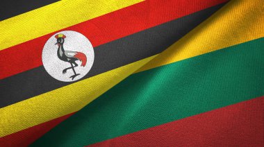 Uganda ve Litvanya iki bayraklar tekstil kumaş, kumaş doku