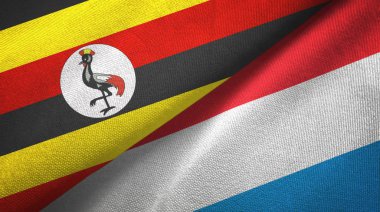 Uganda ve Lüksemburg iki bayraklar tekstil kumaş, kumaş doku
