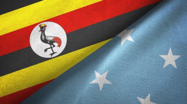 Uganda ve Mikronezya iki bayraktekstil kumaş, kumaş doku