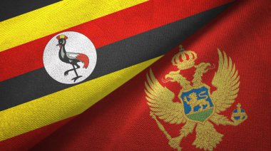 Uganda ve Karadağ iki bayrak tekstil kumaş, kumaş doku