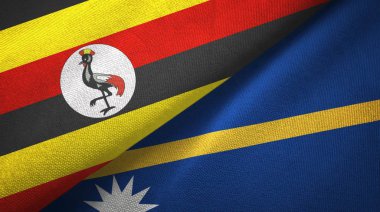Uganda ve Nauru iki bayrak tekstil kumaş, kumaş doku