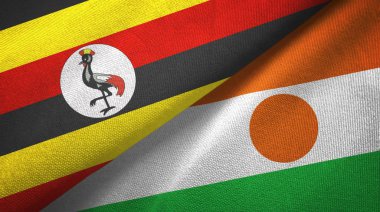 Uganda ve Nijer iki bayrak tekstil kumaş, kumaş doku