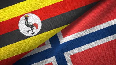 Uganda ve Norveç iki bayraktekstil kumaş, kumaş doku