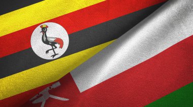 Uganda ve Umman iki bayraktekstil kumaş, kumaş doku