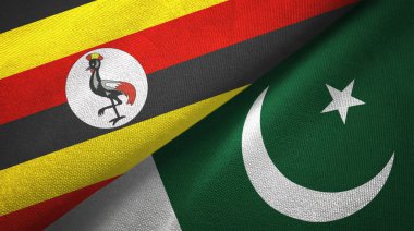 Uganda ve Pakistan iki bayraklar tekstil kumaş, kumaş doku