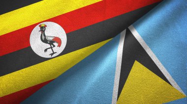 Uganda ve Saint Lucia iki bayraklar tekstil kumaş, kumaş doku
