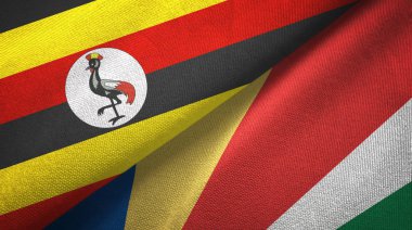 Uganda ve Seyşeller iki bayrak tekstil kumaş, kumaş doku