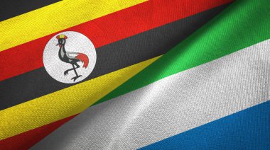 Uganda ve Sierra Leone iki bayraklar tekstil kumaş, kumaş doku