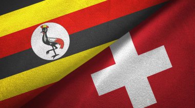 Uganda ve İsviçre iki bayraklar tekstil kumaş, kumaş doku