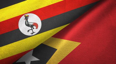 Uganda ve Timor-Leste Doğu Timor iki bayraklar tekstil kumaş, kumaş doku