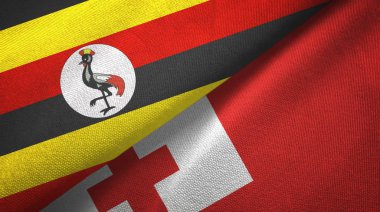 Uganda ve Tonga iki bayraktekstil kumaş, kumaş doku