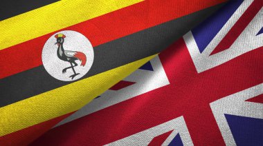 Uganda ve İngiltere iki bayraklar tekstil kumaş, kumaş doku