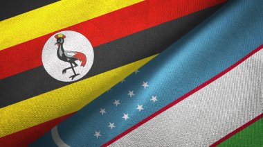 Uganda ve Özbekistan iki bayraktekstil kumaş, kumaş doku