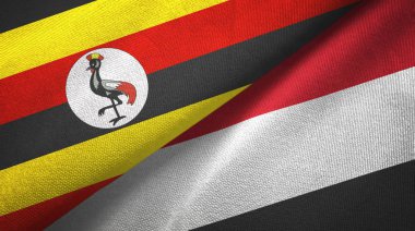 Uganda ve Yemen iki bayrak tekstil kumaş, kumaş doku