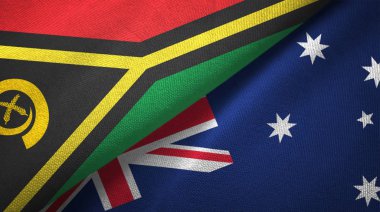 Vanuatu ve Avustralya iki bayraklar tekstil kumaş, kumaş doku 