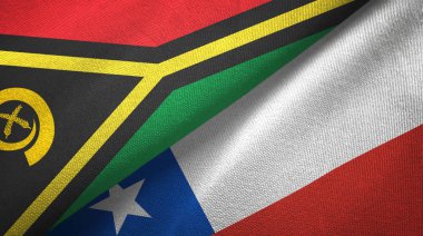 Vanuatu ve Şili iki bayraklar tekstil kumaş, kumaş doku