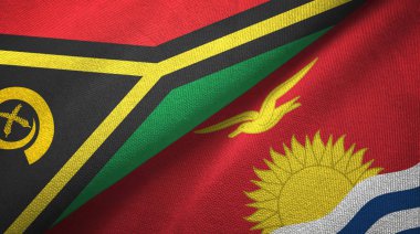 Vanuatu ve Kiribati iki bayraklar tekstil kumaş, kumaş doku