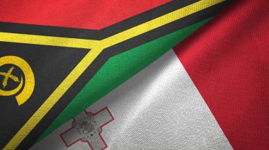 Vanuatu ve Malta iki bayraklar tekstil kumaş, kumaş doku