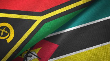 Vanuatu ve Mozambik iki bayraklar tekstil kumaş, kumaş doku