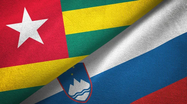 Togo and Slovenia two flags textile cloth, fabric texture