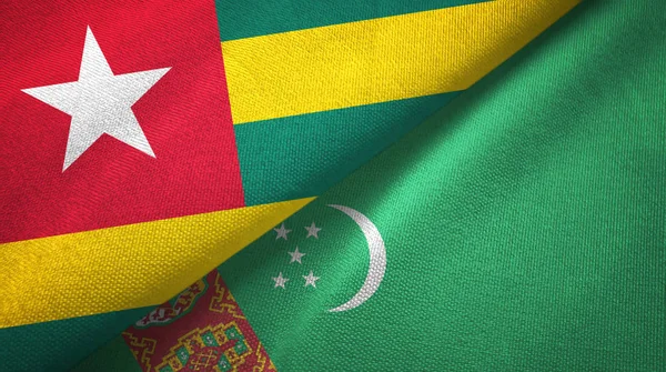 多哥和土库曼斯坦两旗纺织布，织物质地 — 图库照片