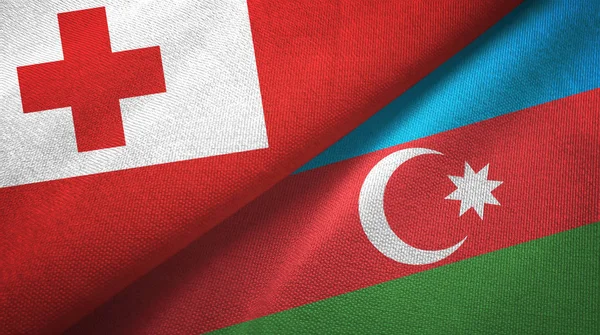 Tonga and Azerbaijan two flags textile cloth, fabric texture