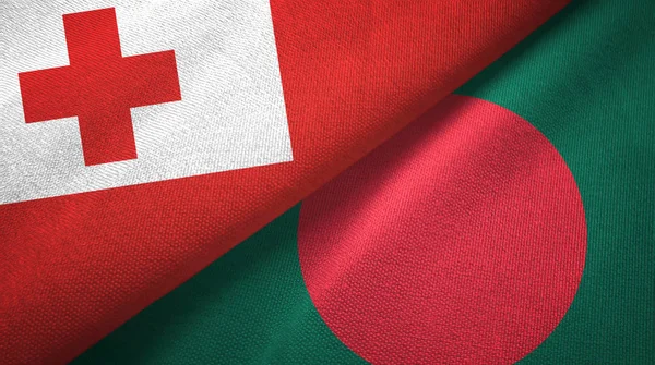 Tonga and Bangladesh two flags textile cloth, fabric texture