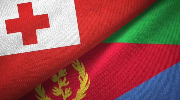 Tonga and Eritrea two flags textile cloth, fabric texture