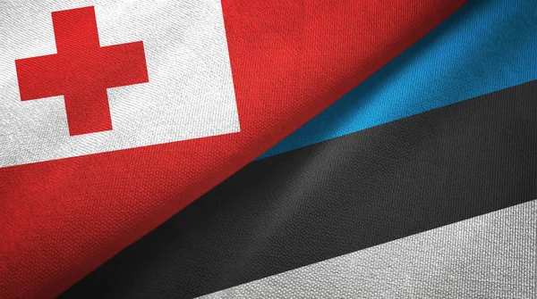 Tonga and Estonia two flags textile cloth, fabric texture