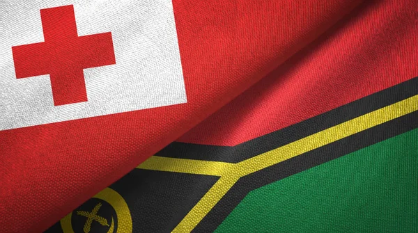 Tonga and Vanuatu two flags textile cloth, fabric texture