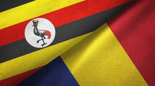 Uganda ve Çad iki bayraklar tekstil kumaş, kumaş doku 