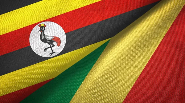 Uganda ve Kongo iki bayraklar tekstil kumaş, kumaş doku 