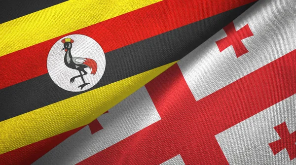 Uganda ve Gürcistan iki bayraklar tekstil kumaş, kumaş doku