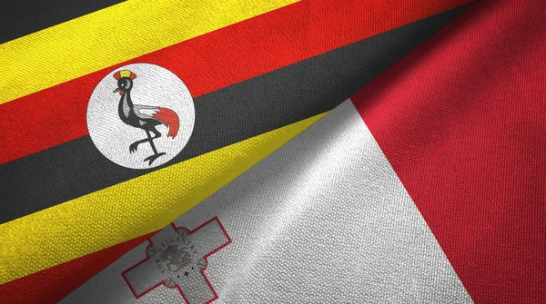 Uganda ve Malta iki bayraklar tekstil kumaş, kumaş doku